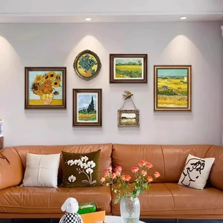 欧式客厅乡村沙发背景墙装饰画简欧美式餐厅挂画高级感卧室组合画