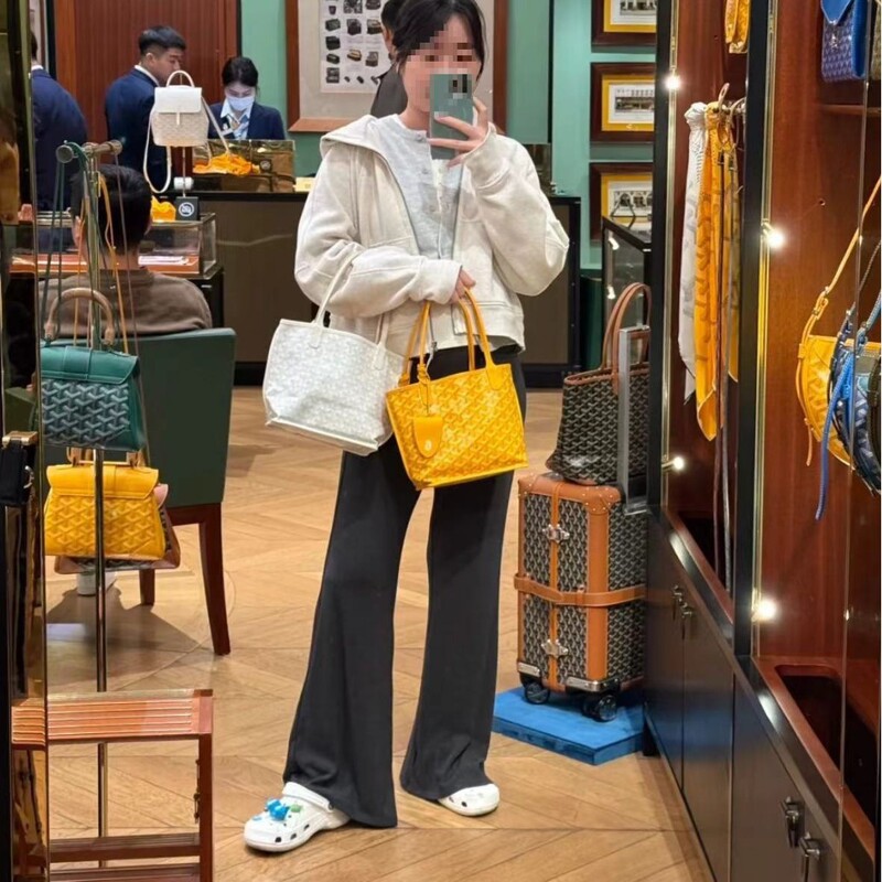 Goyard Mini Tote Bag with Dog Tooth Pattern, Full Print Classic Shopping Bag, Versatile Large Capacity Crossbody Bag