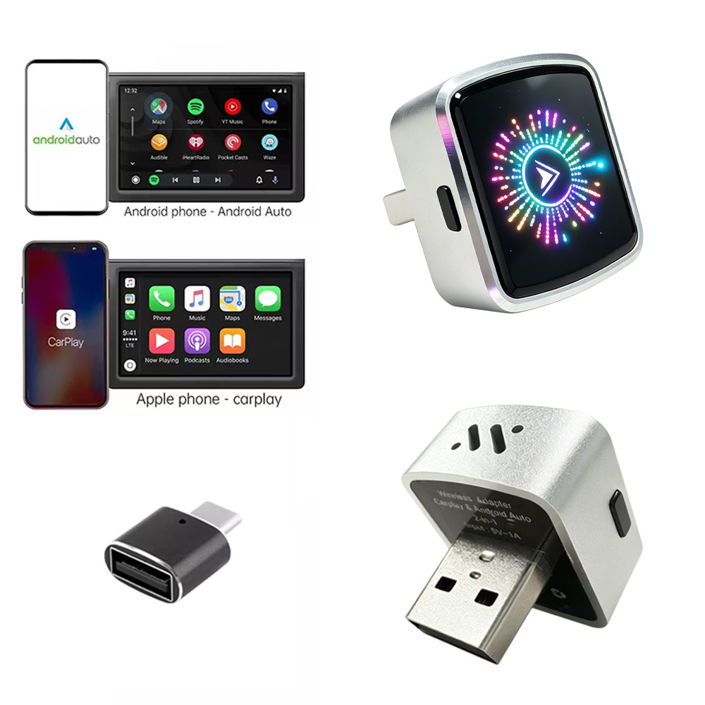 2026 cross-border bestseller wireless carplay box Android auto adapter 2-in-1 car wired to wireless converter