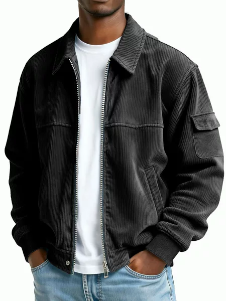 2025 Amazon Independent Station Autumn and Winter New Men's Retro Corduroy Fashion Casual Long Sleeve Pocket Jacket Men