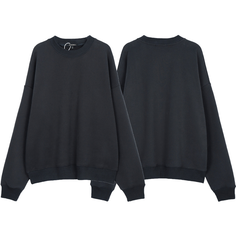 Alta versión YEEZY Kanye parte superior del cuerpo mismo estilo de alta calle suelta color sólido pullover fleece-forrado pareja cuello redondo suéter moda