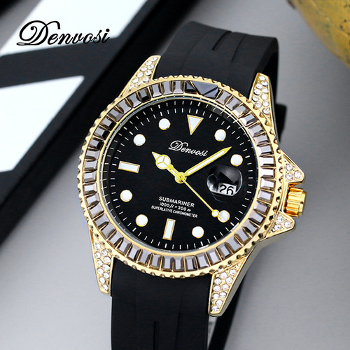 Danforth diamond-set black and green water ghost fully automatic calendar quartz watch casual business waterproof business men's watch for women