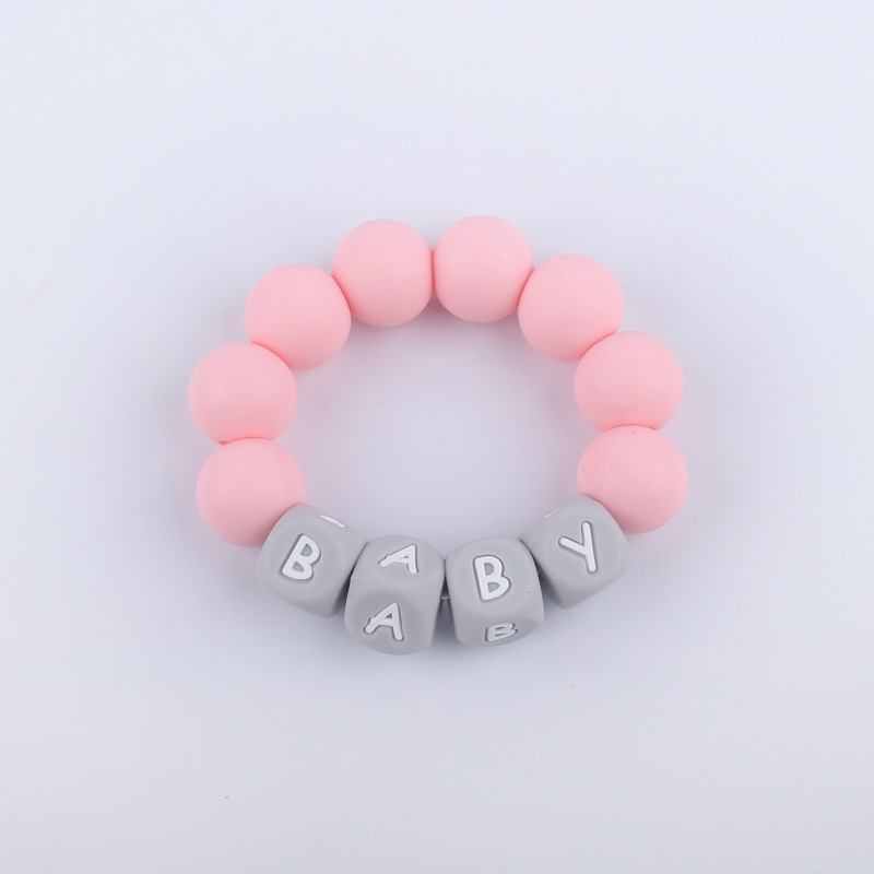 Nuevo bebé suministros mordedor pulsera creativa DIY nombre colorido de silicona letras mordedura juguete