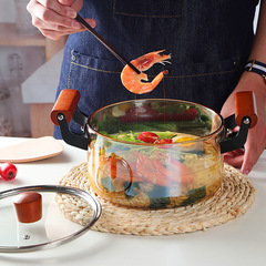 Jing Cai Glass Pot Household Dual-Ear Transparent Heat Resistant Soup Pot for Open Flame Visibility Sand Pot Gas Burner High Temperature Stew Pot