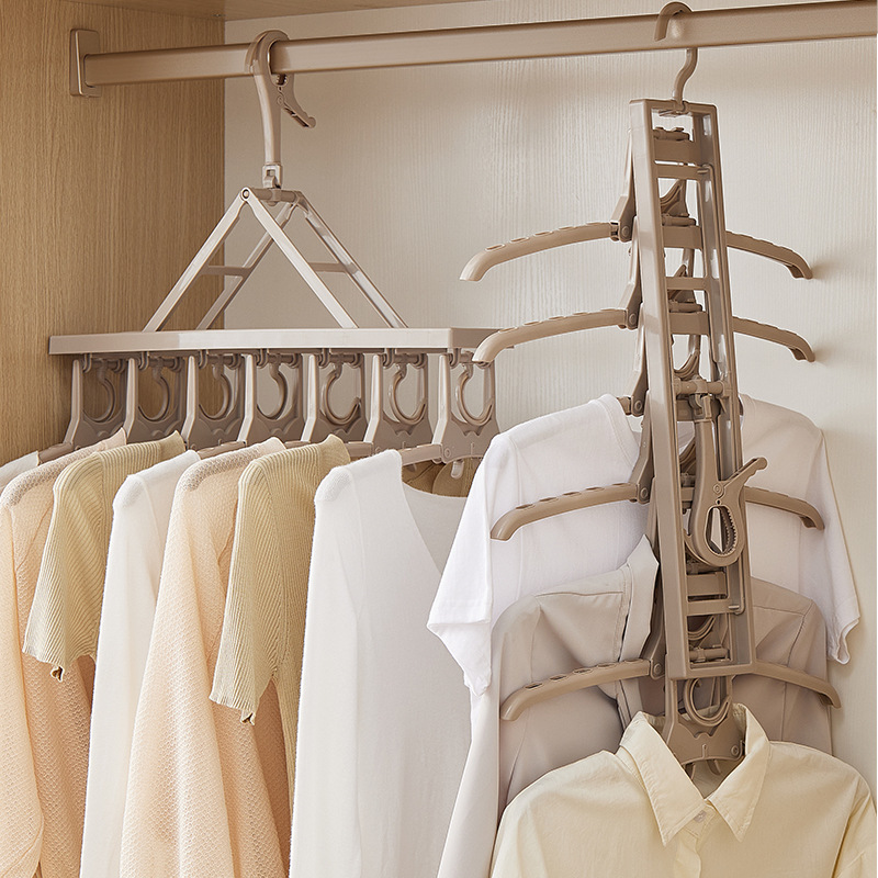 Adult Windproof Hanger Retractable Foldable Japanese Style Plastic7-hanging Storage Artifact Net Red Balcony Outdoor Traceless