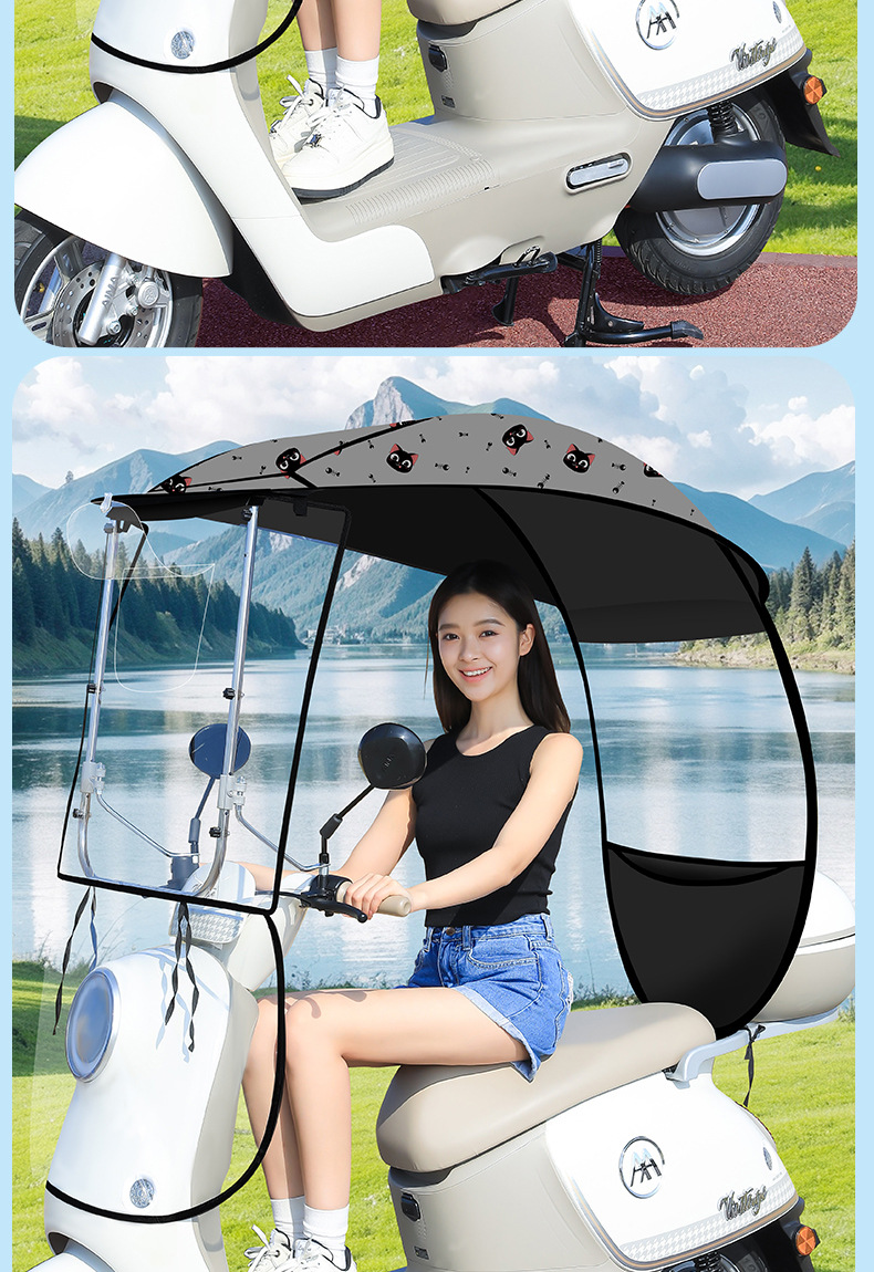 Electric Vehicle Canopy, New Model Tricycle Sunshade, Motorcycle Electric Scooter Windproof Cover, Sun Protection and Rain Shield Umbrella