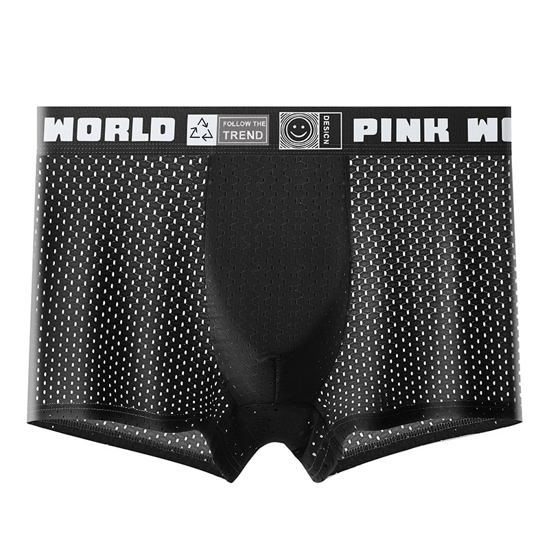 Ropa interior de seda de hielo de los hombres de verano fino Boxer shorts cabeza de malla transpirable deportes jóvenes niños Boxer shorts