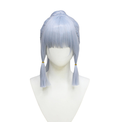 Original cos god wig Kamisato Ayaka COS wig style character style light silver single ponytail cosplay long hair