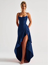 P 64515 Sexy Backs Ruffle Asymmetrical Dress ��Ҷ������ȹ