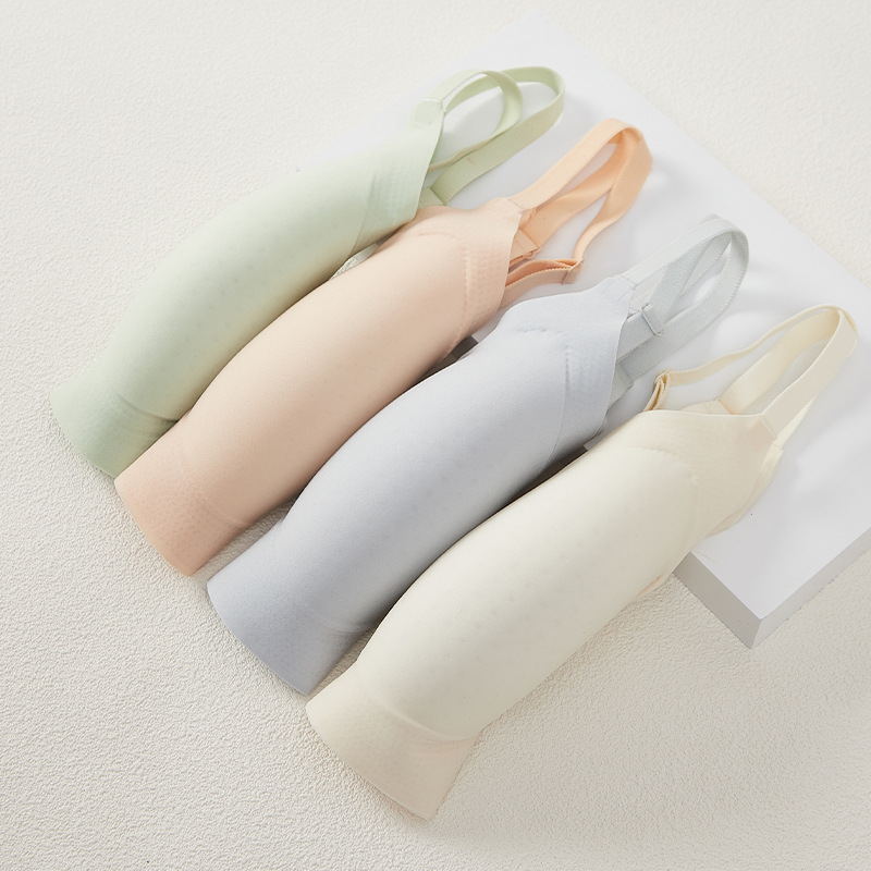 Ropa interior delgada sin marcas para mujeres Pequeño pecho grande sin anillo de acero de elevación de soporte superior ventilado sujetador de pecho fijo taza hermosa espalda