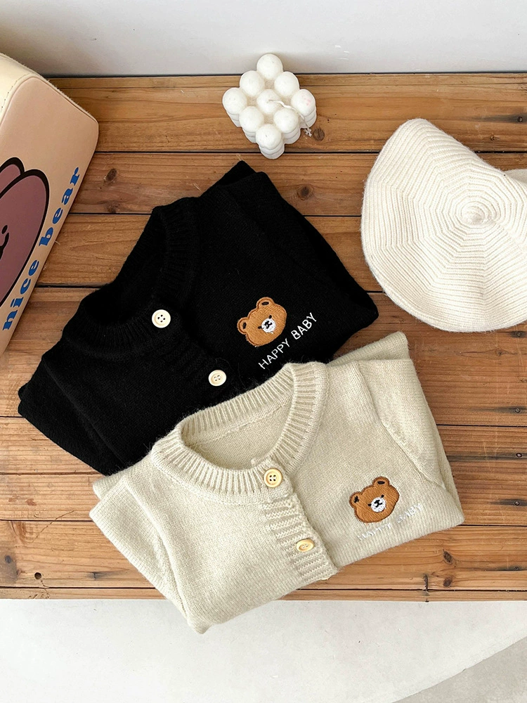 Brand children's autumn overall, cute bodysuit, thin sweater, with little bears