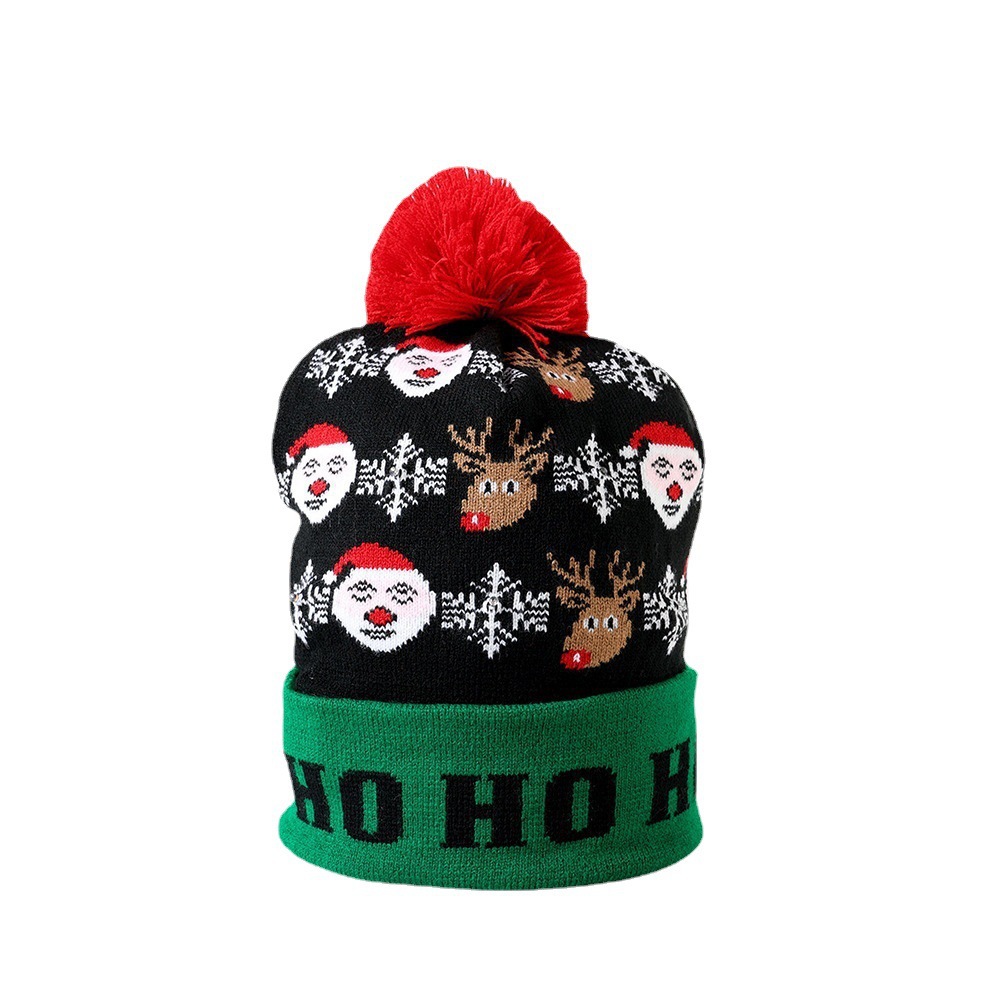 Sombreros de invierno y otoño transfronterizos de moda de Navidad sombrero de navidad sombrero de punto LED colorido luminoso caliente adulto