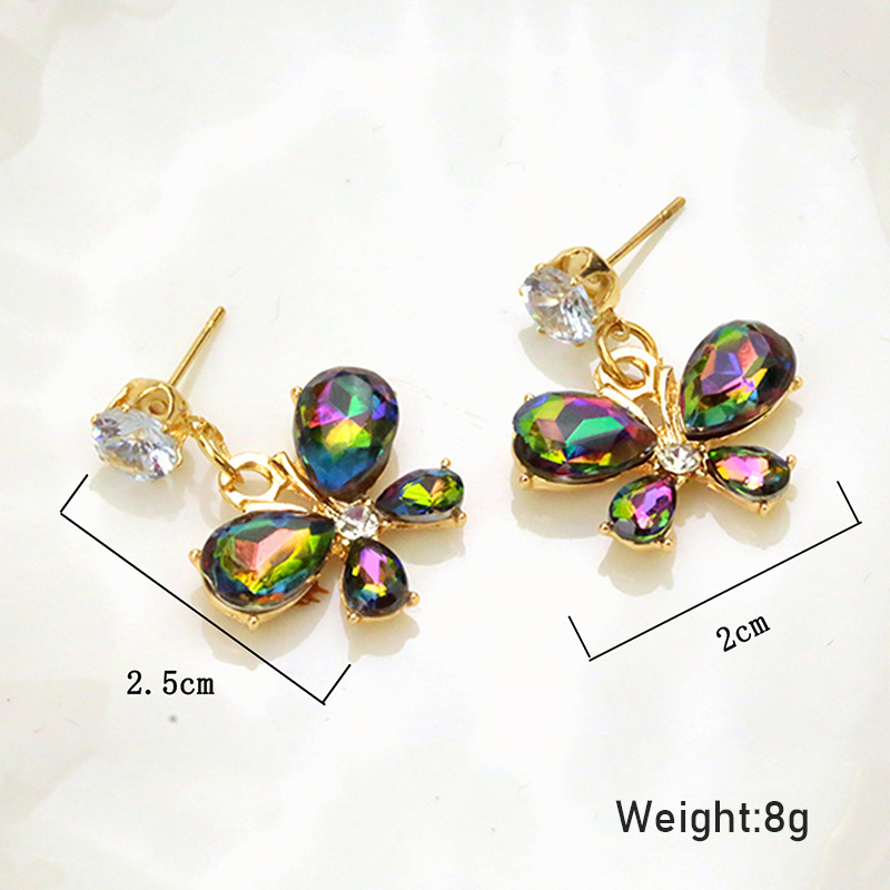 1 Pair Lady Butterfly Plating Inlay Alloy Zircon Drop Earrings display picture 1
