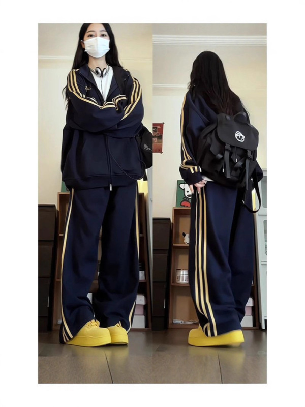 运动套装女春秋学生韩版宽松时尚美式复古卫衣休闲两件套跑步服潮|undefined