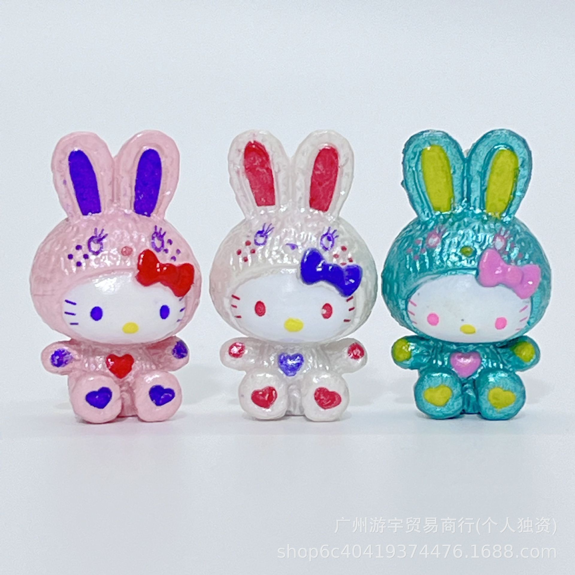 (2개) 미니 네일 키튼 버니 베어 폰 케이스 체인 펜던트 백 장식 DIY 펜던트 액세서리