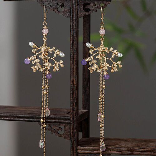 Changyue Jinming Little Fox Pianran same style hairpin literary retro flower tassel hairpin ancient style Hanfu hair accessories for women