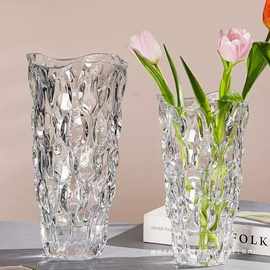 北欧ins风波西米亚水晶玻璃花瓶感水养鲜花玫瑰插花餐桌摆件端剪