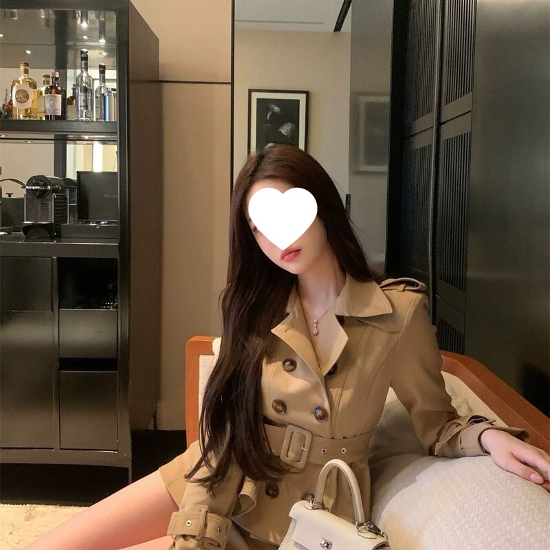 迷雾柏林 卡其双排扣外套女春秋+裙裤两件套秋季收腰气质裙套装|undefined