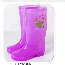 女士新款优质果冻雨鞋荷花款女款防滑时尚劳保工作高筒水鞋批发