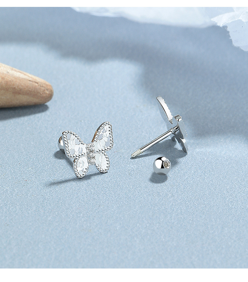 2g Weight 925 Sterling Silver Ear Needle Material Small Stud Earrings Classification Screw Backs Ear Cap Type 1 Pair Quantity Holiday, Daily Occasion 925 Sterling Silver Material Butterfly Pattern All Seasons Season Women's Gender Plating Design Simple Style Style 1 Pair 925 Sterling Silver 925 Sterling Silver Earrings Butterfly Screw Backs Small Stud Earrings