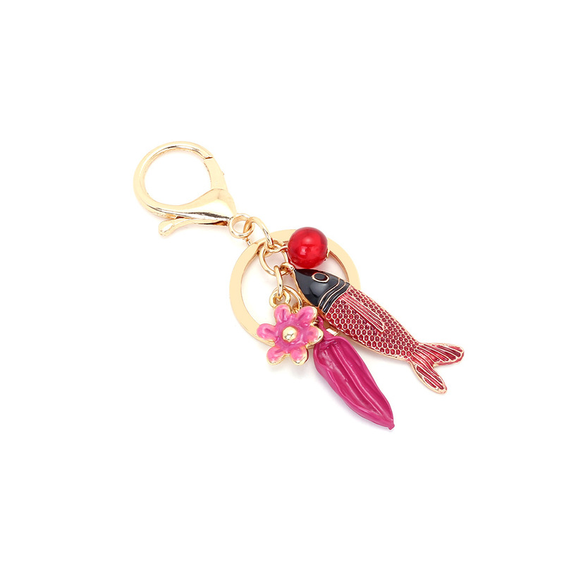 INS クリエイティブオイルドリップ熱帯魚小花葉ペンダントキーホルダーかわいいエナメル魚ペンダントバッグバックルクロスボーダー|undefined