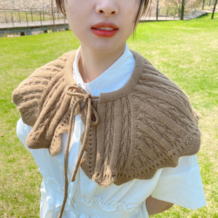Fake Collar Women's Summer Large Lapel Air-Conditioned Room Outer Woolen Shawl with Short Sleeves and Skirt Doll Collar Cloak Versatile