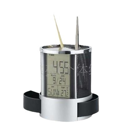 다기능 강철 와이어 메쉬 영구 달력 펜 홀더 패션 창조적 인 사무용품 금속 펜 홀더 시계