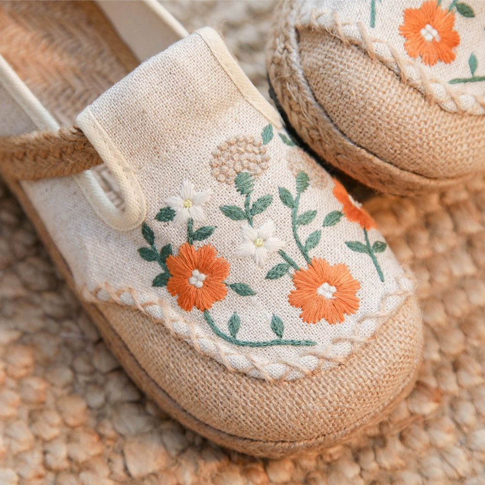 New embroidered flax cloth shoes DX-16 original light-mouth single shoe craft car stitching casual shoes