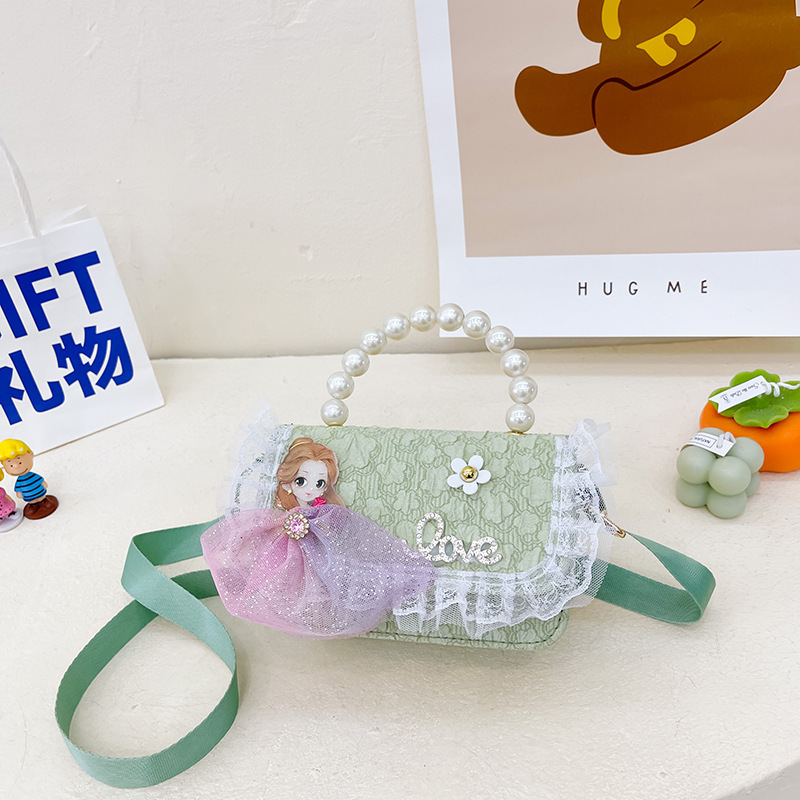 Bolso DE LOS NIÑOS 2022 nuevo lindo princesa perla bolso bandolera al por mayor encaje accesorios bolsa pequeña bolsa redonda