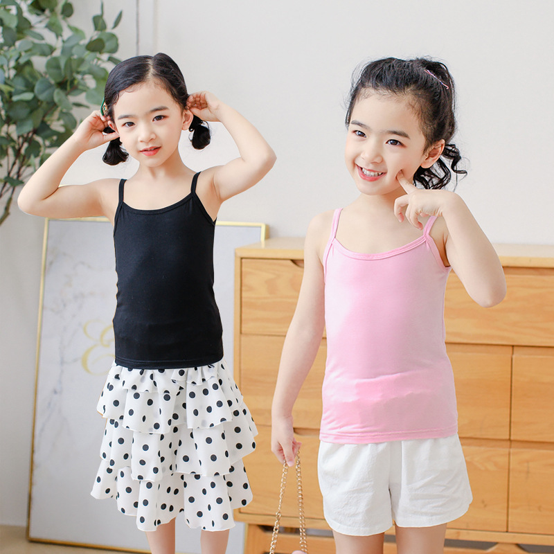 Camisola de los niños las mujeres del verano sin mangas Clase A ropa interior bebé camiseta niñas pijamas delgada
