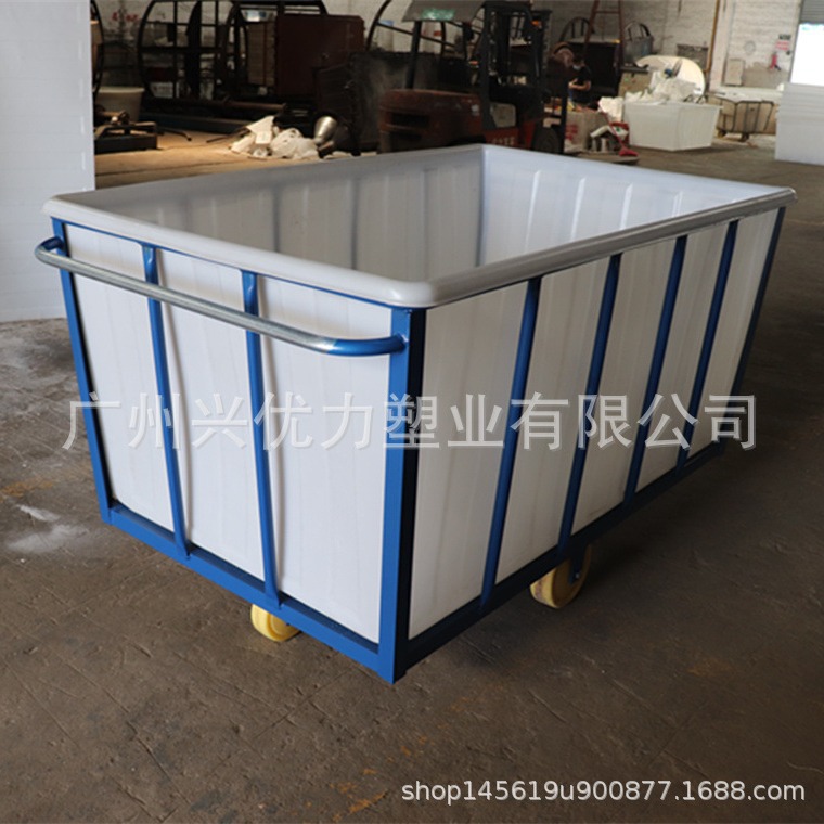 纺纱厂用全新pe塑胶桶承布车 /易推易转弯印染厂用塑胶推布车