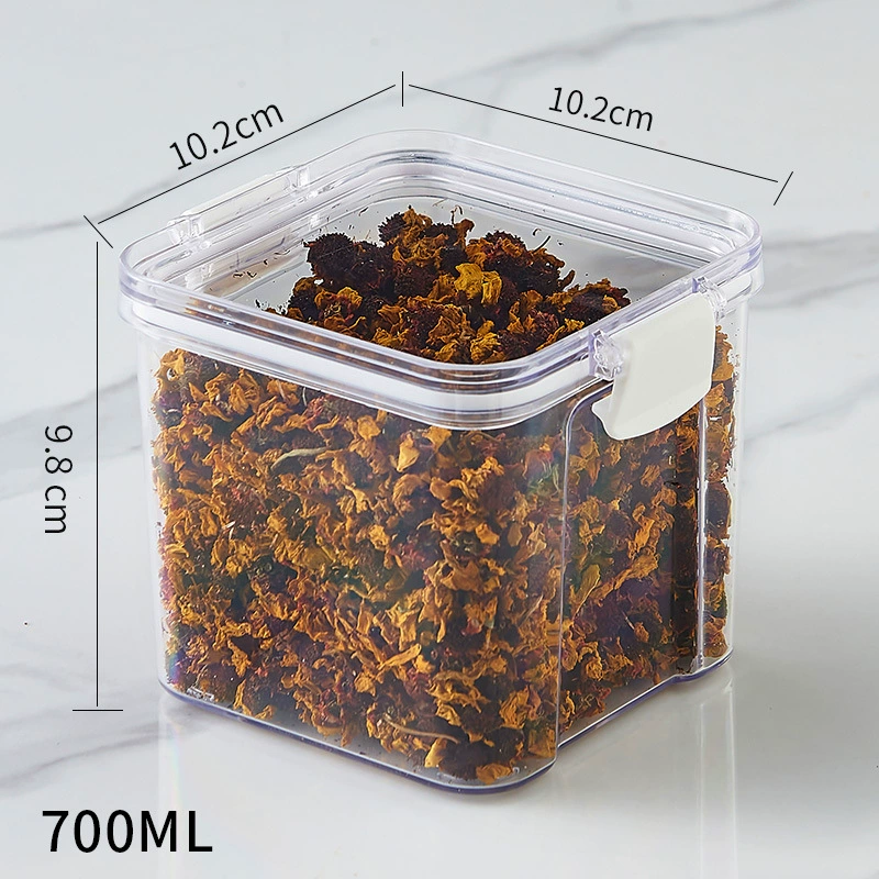 Tea Storage Box, Square Multi-Compartment Container, 680–700 ml, Airtight Stackable