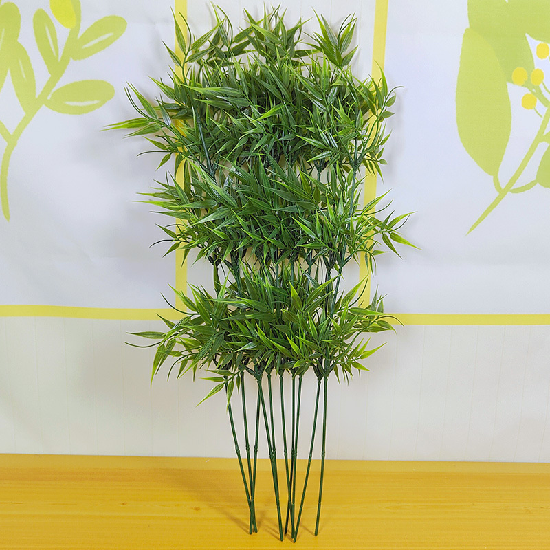 Cross-Border Simulated Bamboo Leaves, Fake Flowers and Green Plants, Single Bamboo Branches, Home Outdoor Decoration, Landscaping Leaves, Props Manufacturers Wholesale