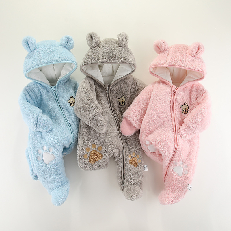 新生婴儿连体衣秋冬季套装加棉加厚保暖棉衣服宝宝冬装包脚哈衣