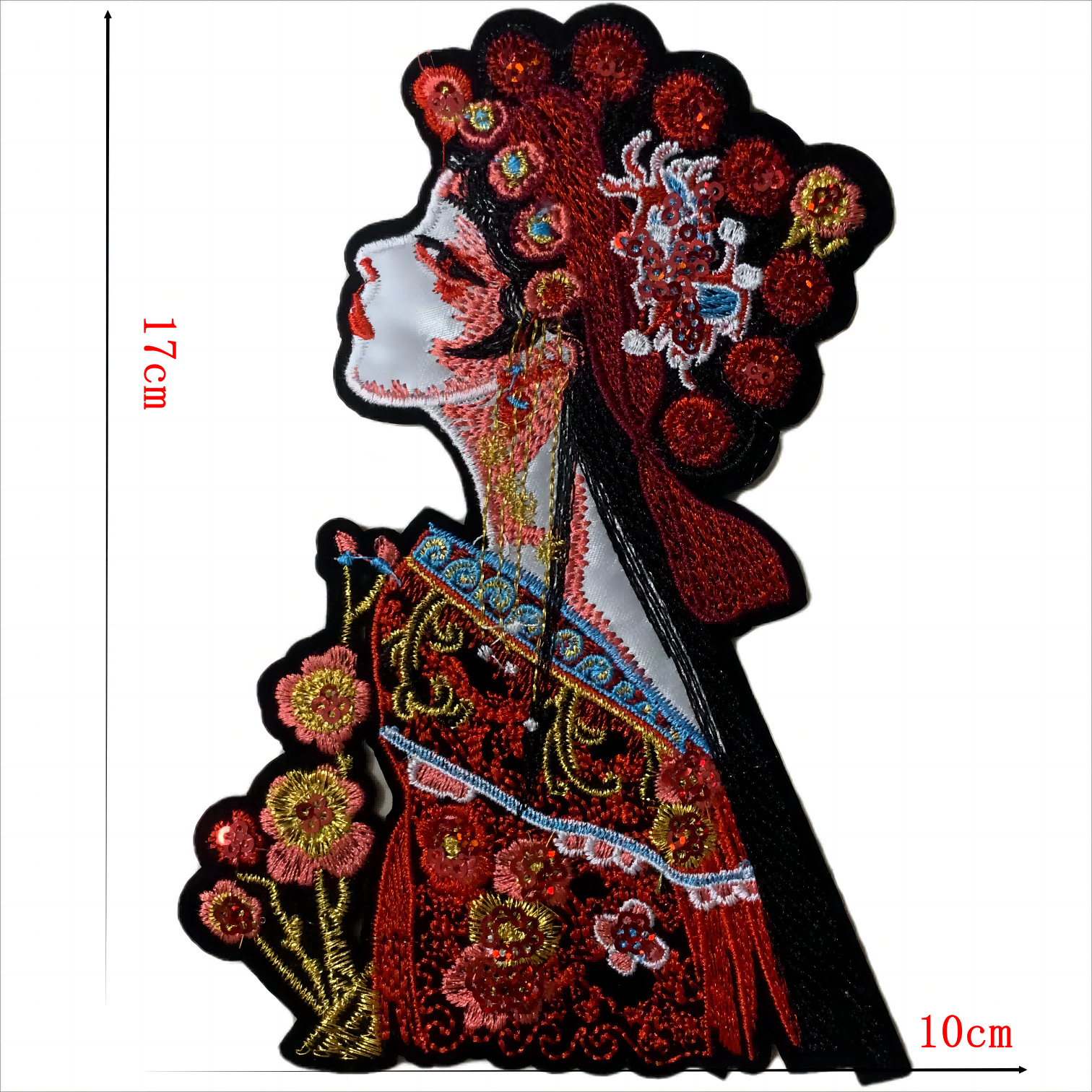 小号中国风植绒底美女布贴