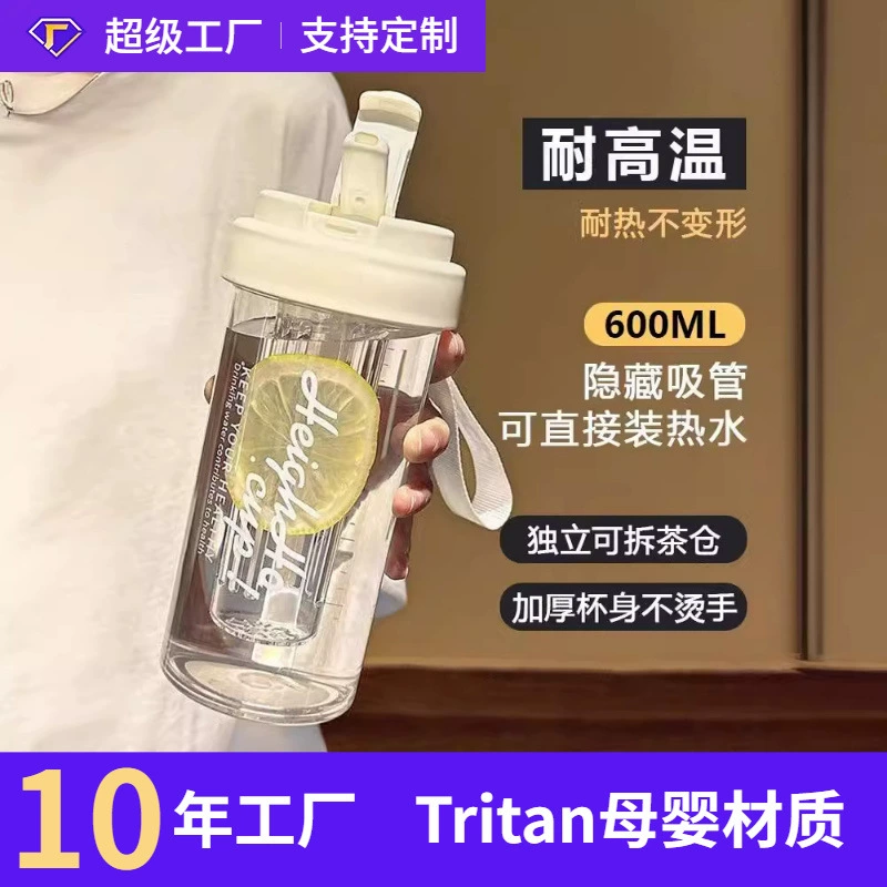 Чайная чашка/бутылка, 600–650 мл, PC (пищевого качества) или Tritan, более толстая антибактериальная трубочка, подвесной элемент