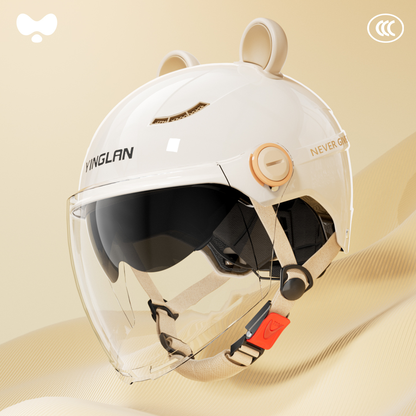Warm Motorcycle — Universal Motosiklet kaskı (dəbilqə) - 3c-ceramic-white-outer-long-double-mirror-class-a-new-national-standard