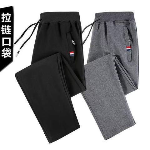 Summer Straight Pants Men's Thin plus size Loose Casual Sports Pants Men's fleece-lined Running Pants Warm Pants