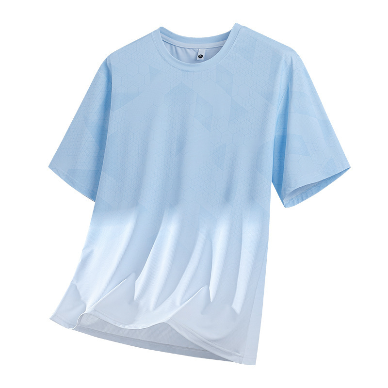 Aliexpress Cross-Border Quick-Drying Short-Sleeved T-Shirt for Men, Ice Silk Summer Gradient Printed Quick-Drying High-Elastic Sports Top for Men Aliexpress Cross-Border Quick-Drying Short-Sleeved T-Shirt for Men, Ice Silk Summer Gradient Printed Quick-Drying High-Elastic Sports Top for Men