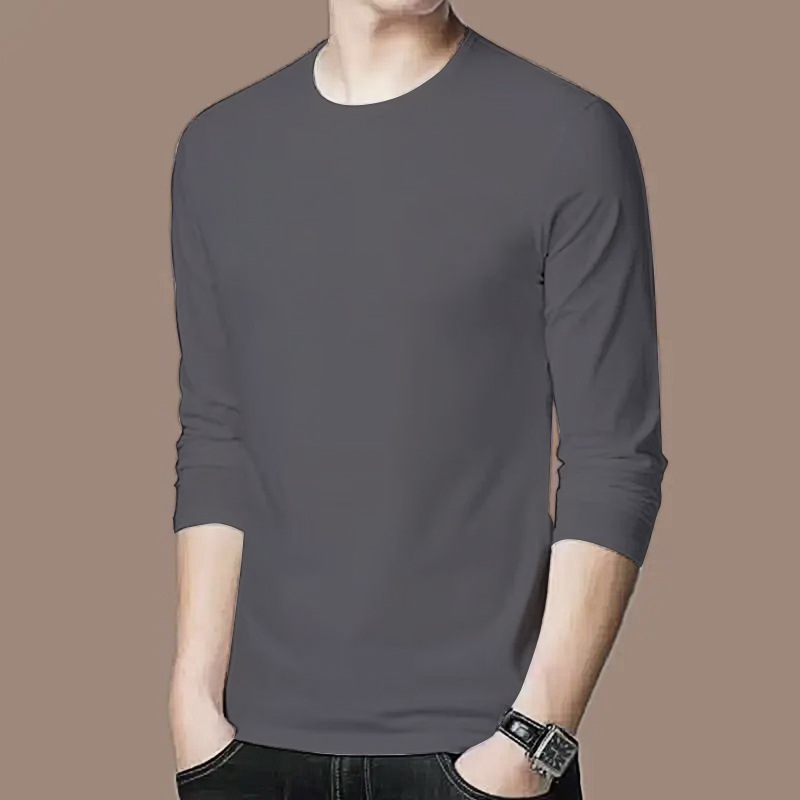 Camiseta de manga larga de los hombres de calidad Otoño e Invierno Nueva camiseta impresa cuello redondo de los hombres más el tamaño de la camiseta ropa superior de los hombres de moda