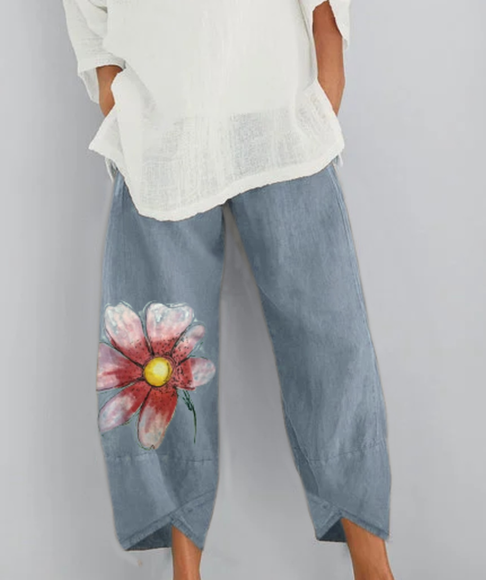 Lino de bambú 2023 nueva primavera suelta moda Impresión digital directa la fábrica pantalones casuales verano