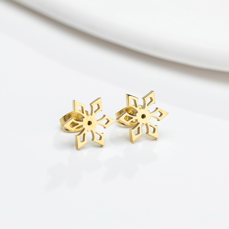 Simple Style Snowflake Stainless Steel Ear Studs Plating No Inlaid Stainless Steel Earrings display picture 9