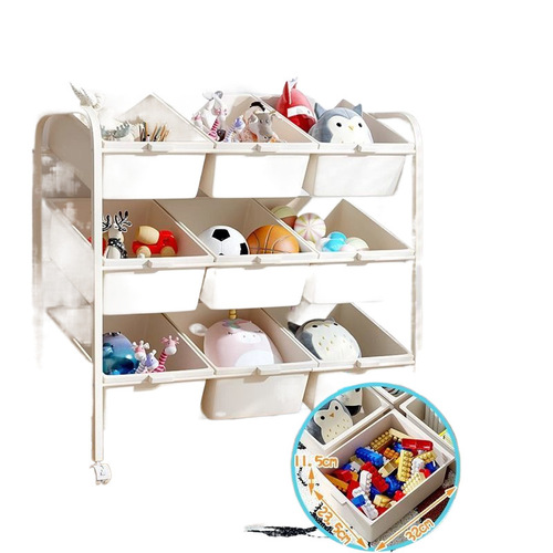 Multi-layer children's toy storage rack, large capacity storage cabinet, baby storage cart, shelf, storage living room