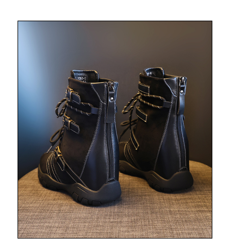 Giày boot nữ cổ ngắn đế dày tăng chiều cao phong cách retro siêu mềm đa năng — màu đen chi tiết 19