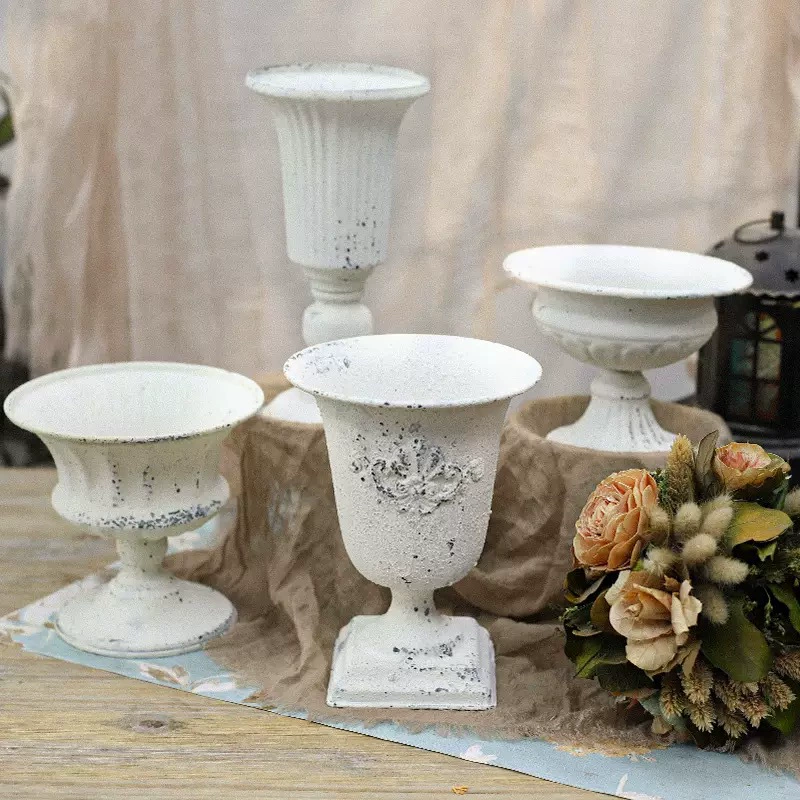 Высокий цветочный горшок в американском пасторальном стиле, двор, уличный сочный горшок для посадки, ностальгический ретро белый цветочный горшок, декоративные украшения