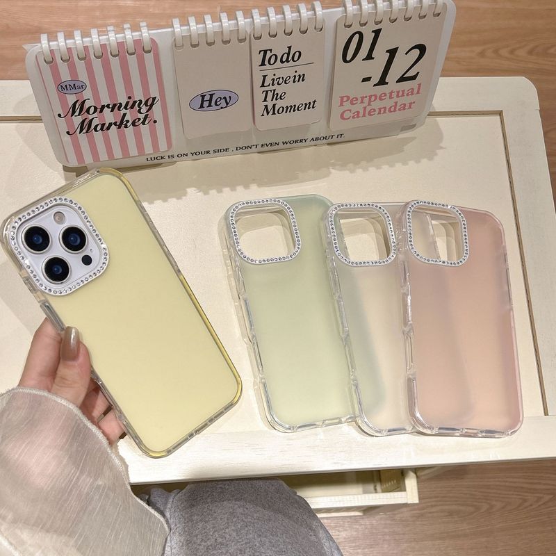 ins风闪钻镜头磨砂果冻壳适用苹果17手机壳16promax简约13/14高级|undefined