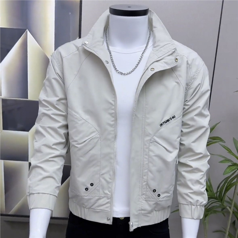 Fashion Stand Collar Jacket Slim Fit Top Jacket Trendy Casual Men's Versatile Workwear Spring and Autumn New Stylish