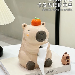 Cute Kapibara Tissue Box for Home Living Room Cute New Desktop Ceramic Ornaments Decorative Napkin Paper Box