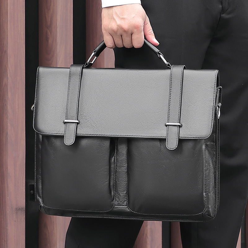 Jiameda Business Echtleder Herrenhandtasche 14 Zoll Computertasche Einzelschulter Diagonal Cross Aktentasche_voghion.com