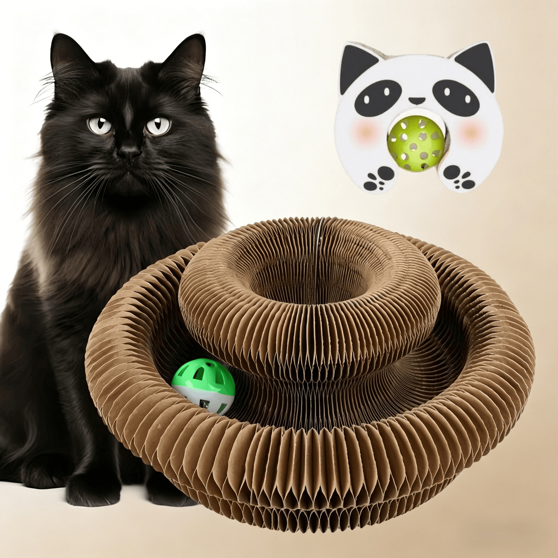 Órgano mágico para gatos agarrar tablero juguete para gatos auto-hi alivio de aburrimiento con campana papel corrugado resistente al agarramiento plegable juguete para gatos